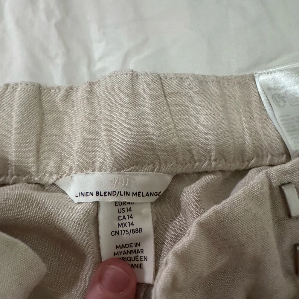 H&M Linen Blend Beige Pants